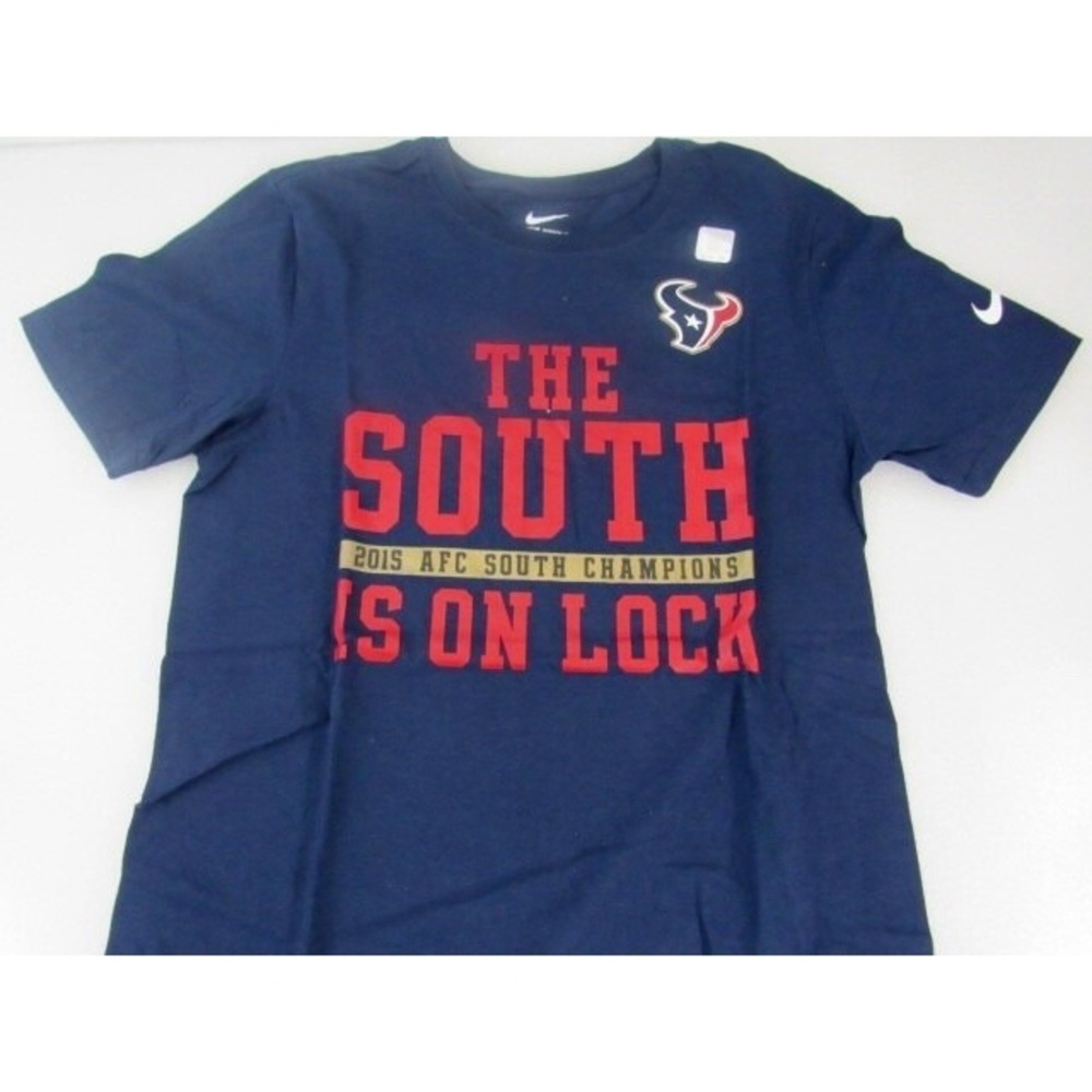 Nike Cotton‎ 2015 Houston Texans South on Lock NFL Logo Blue Tee Shirt size S